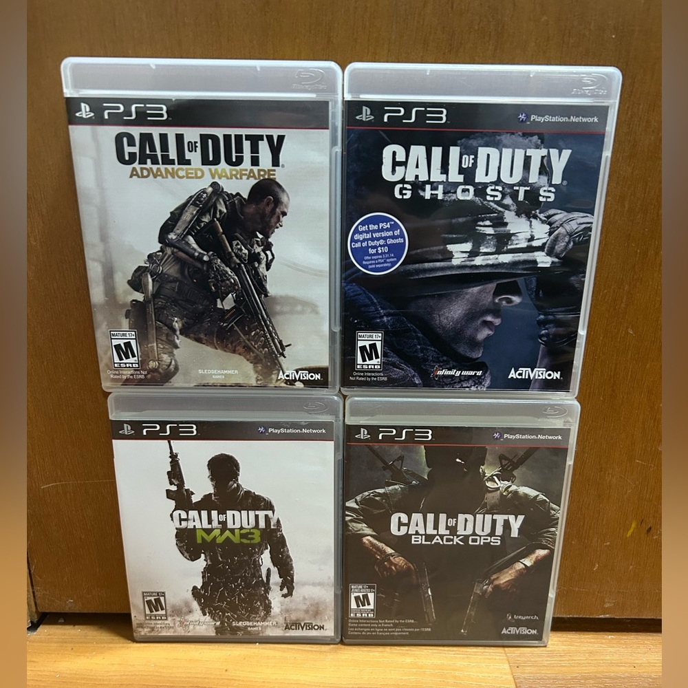 PS3 Call of Duty Game Bundle - Black Ops, Ghosts, MW3, Advanced Warfare Tested